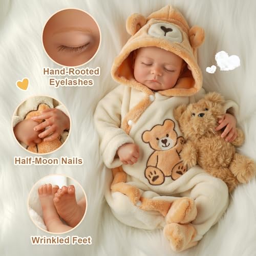 BABESIDE Reborn Baby Dolls 20 Inches Soft Vinyl and Cloth Body Sleeping Realistic Baby Doll Boy Lifelike Newborn Real Life Baby Doll with Toy Accessories Gift for Kids Age 3 - Image 5