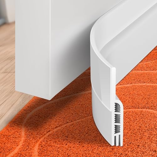 Holikme Door Draft Stopper Under Door Draft Blocker Insulator Doors Sweep Weather Stripping Noise Stopper Strong Adhesive, White - Image 1
