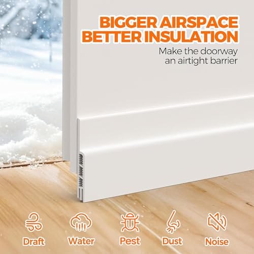 Holikme Door Draft Stopper Under Door Draft Blocker Insulator Doors Sweep Weather Stripping Noise Stopper Strong Adhesive, White - Image 2