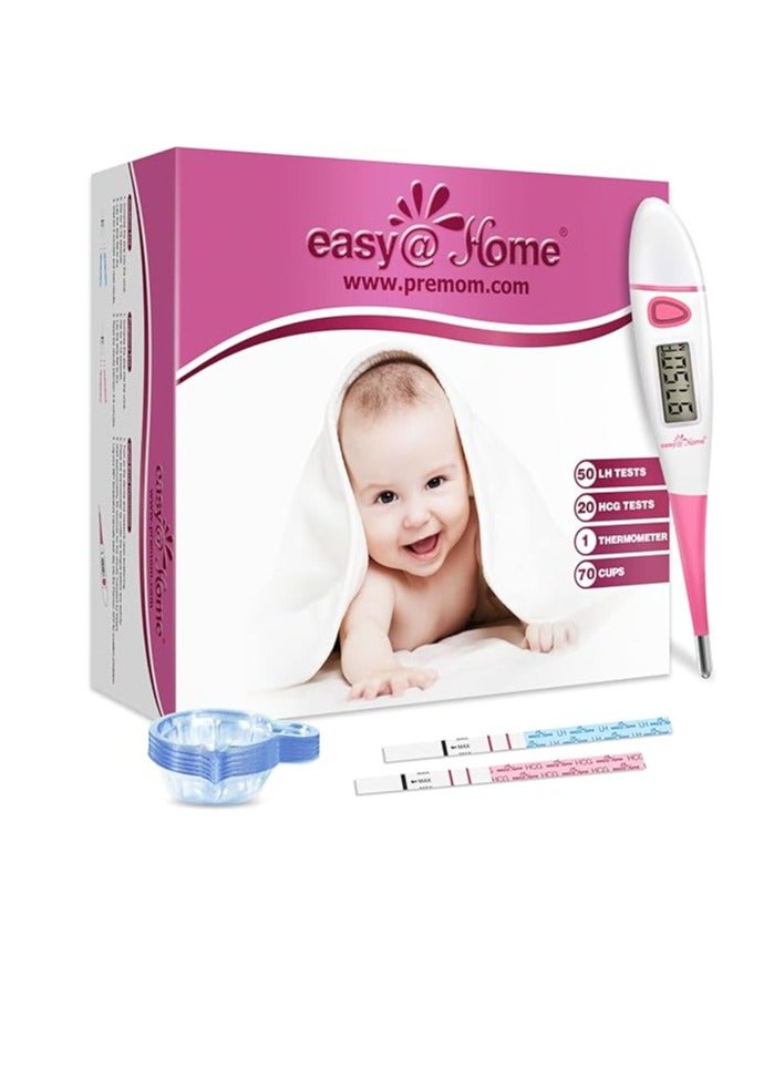 Easy@Home Easy@Home Ovulation Test Kit: 50 Ovulation Strips, 20 Early Pregnancy Tests, Basal Body Thermometer & 70 Urine Collection Cups - Accurate Fertility Tracker with Free App - 50LH+20HCG+BBT EZTB-S-521C - Image 2