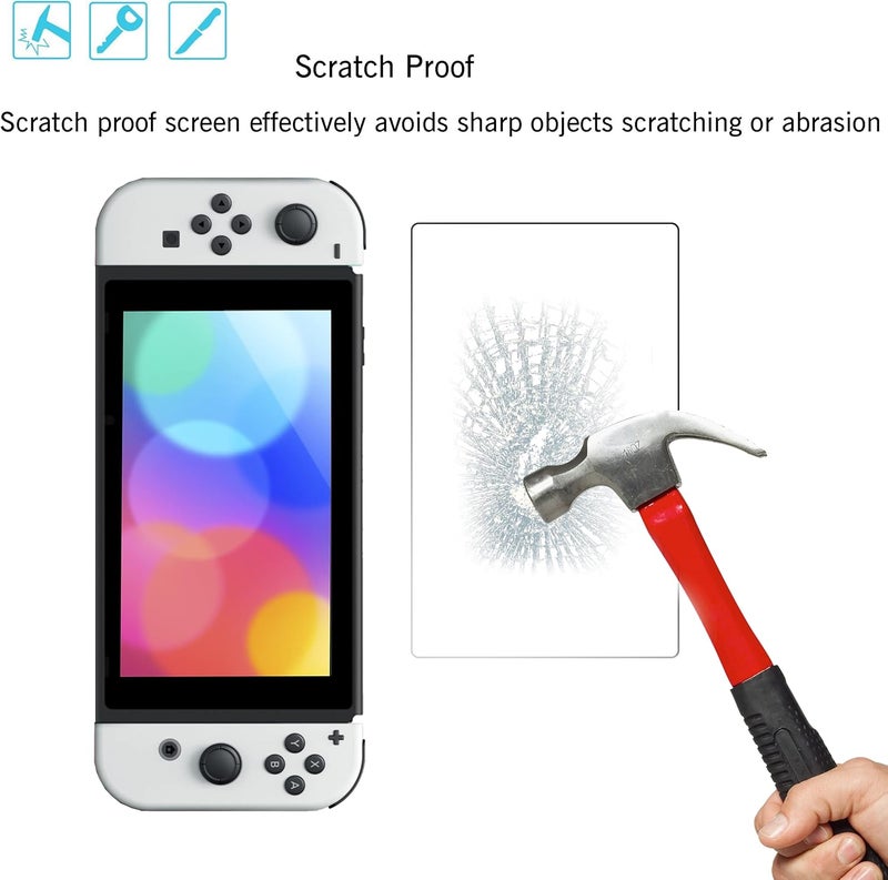 Ailun Tempered Glass Screen Protector for Nintendo Switch OLED Model 2021 [7 Inch] Anti Scratch 9H Hardness [2 Pack] - Image 3