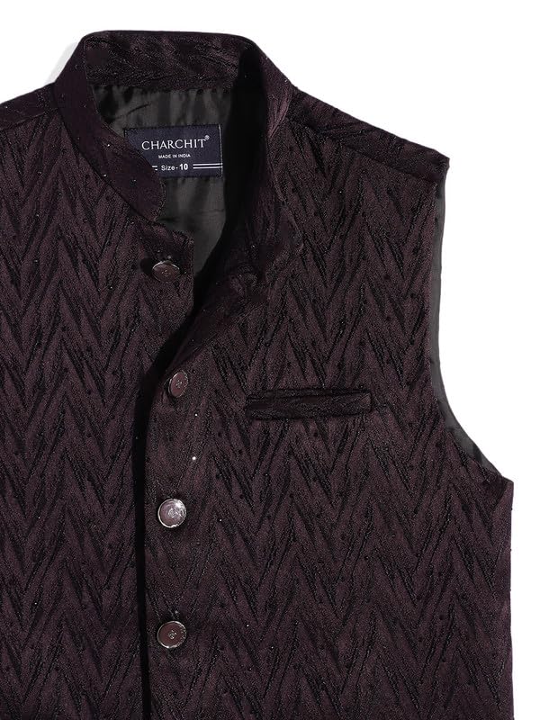 CHARCHIT Boys Traditional Plain Nehru Jacket - Image 3