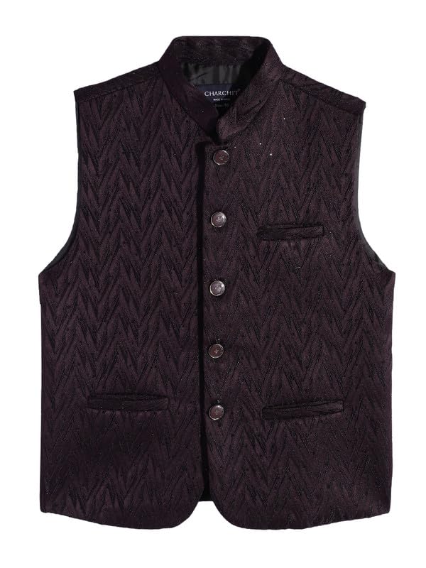CHARCHIT Boys Traditional Plain Nehru Jacket - Image 1