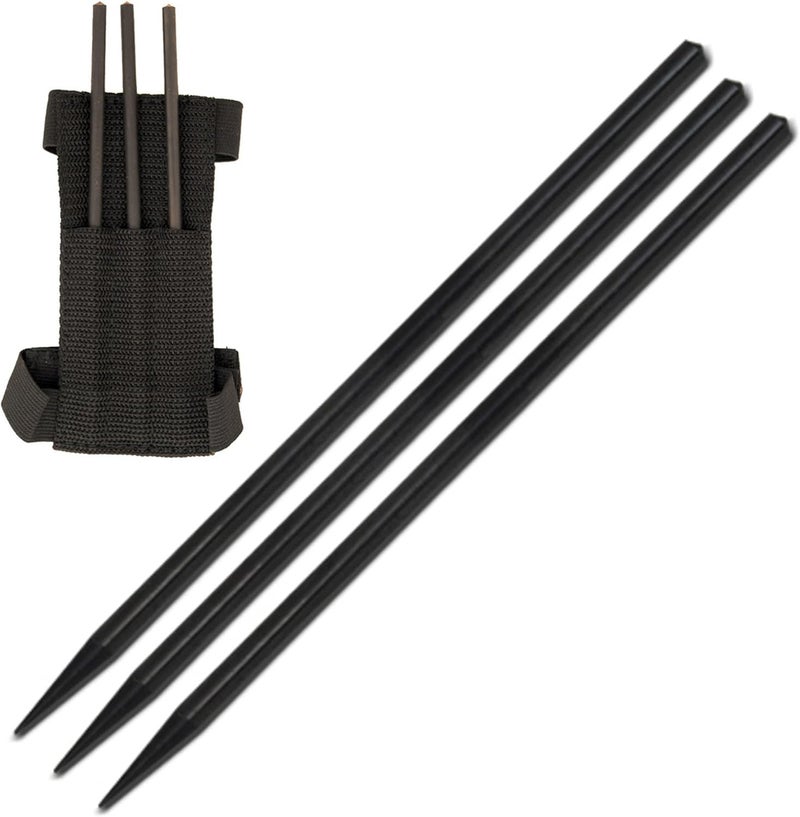 Armory Replicas ™ Assassin Spikes Set – 3 Piece Stainless Steel Throwing Spikes with Nylon Sheath & Arm/Belt Strap - Image 1