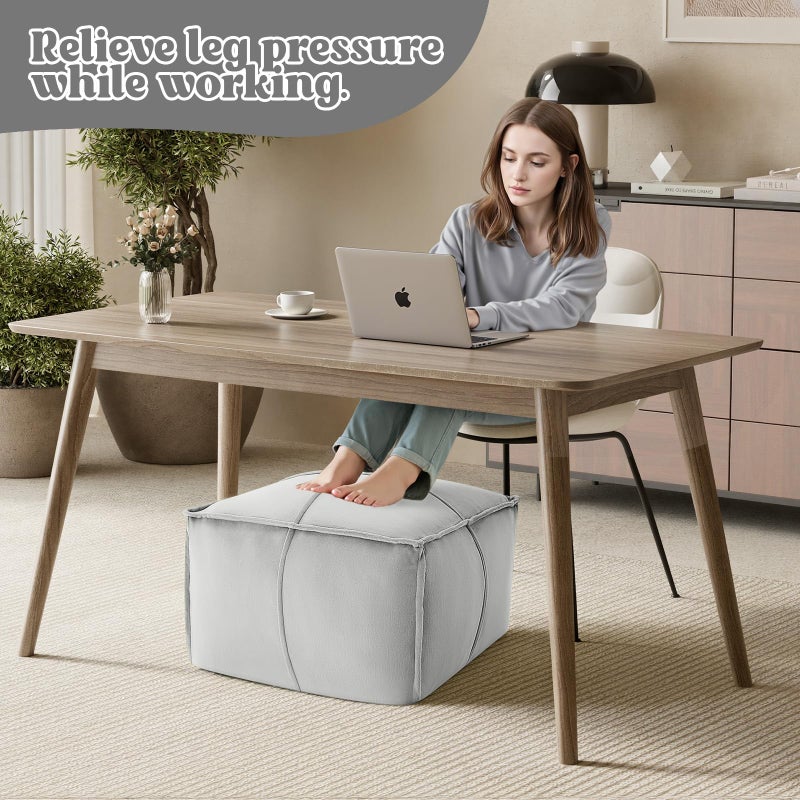 MeMoreCool Stuffed Round Pouf Ottoman Foot Rest, Floor Pouf Foot Stool with Soft Foam Chunk Filling, Small Round Ottoman Footstool Circle Footrest for Living Room - Image 4