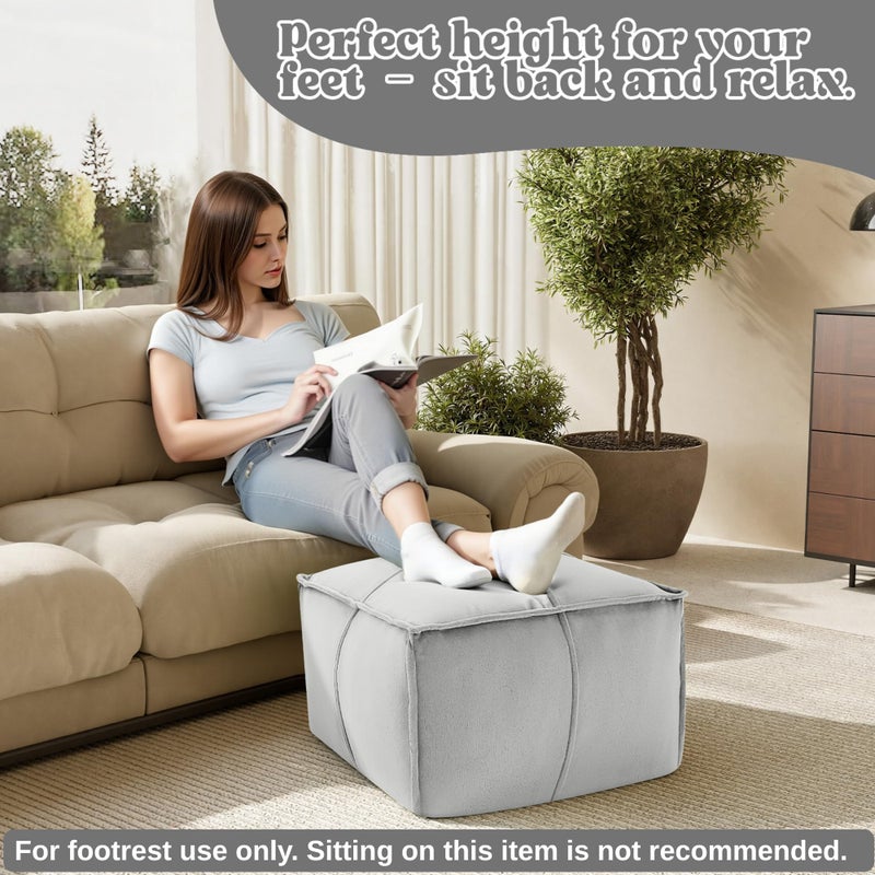 MeMoreCool Stuffed Round Pouf Ottoman Foot Rest, Floor Pouf Foot Stool with Soft Foam Chunk Filling, Small Round Ottoman Footstool Circle Footrest for Living Room - Image 3