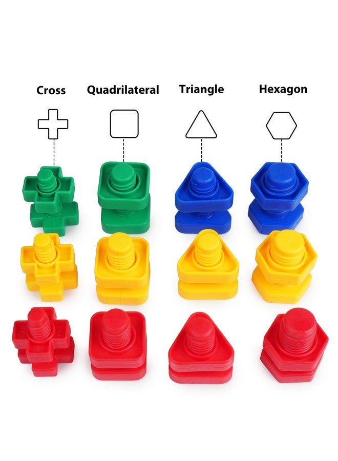 LotFancy Nuts and Bolts, 24pcs Fine Motor Skills Occupational Therapy Toys for Kids, Shapes and Colors Matching Toys, Montessori Building Construction Game with Storage Box for Baby and Toddlers - Image 3