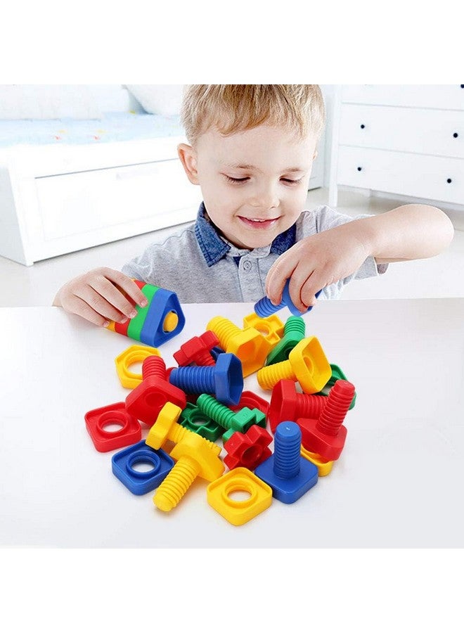 LotFancy Nuts and Bolts, 24pcs Fine Motor Skills Occupational Therapy Toys for Kids, Shapes and Colors Matching Toys, Montessori Building Construction Game with Storage Box for Baby and Toddlers - Image 5