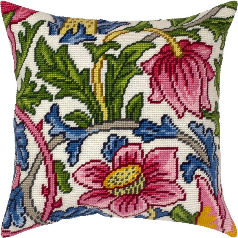 Brvsk Floral Embroidery Kit for Adults and Beginners — Rose by William Morris 16″ × 16″ with Clear, Precise Printed Design on Cotton Canvas; Includes 2 Needles, Yarn, and Easy-Read Chart - Image 4