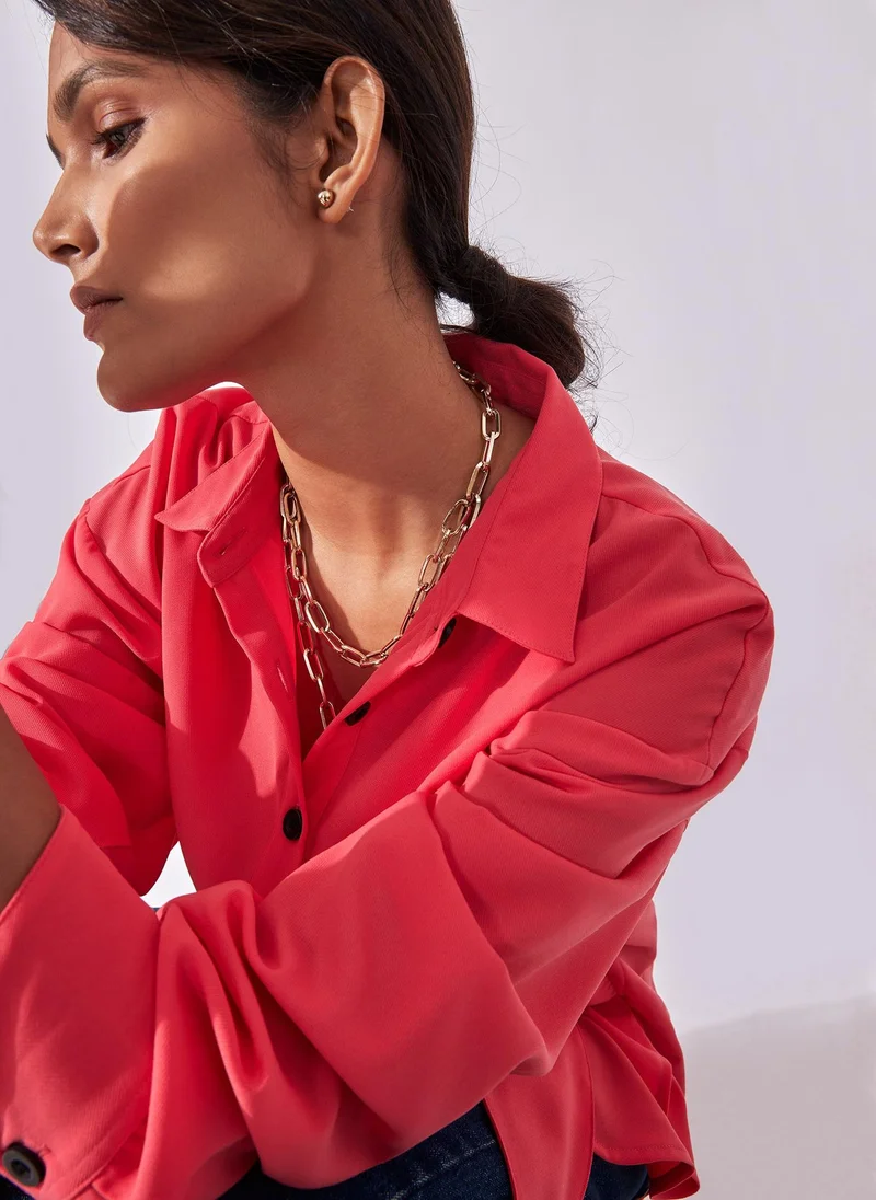 The Label Life Strawberry Front Tie Shirt