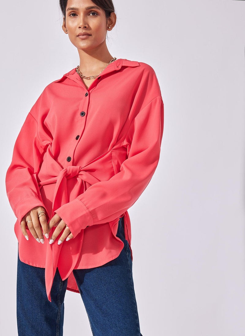 The Label Life Strawberry Front Tie Shirt - Image 2