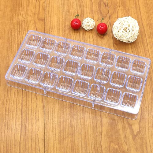 HAPYLY 24 Grid Cylindrical Corrugated Shape Chocolate Candy Mold PC Polycarbonate Chocolate Making Mould Clear - Image 2