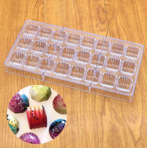 HAPYLY 24 Grid Cylindrical Corrugated Shape Chocolate Candy Mold PC Polycarbonate Chocolate Making Mould Clear - Image 4