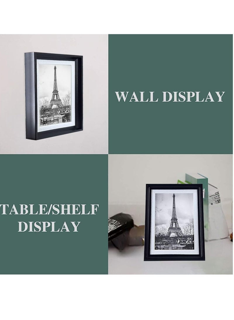 إطار صورة فردي مع شاشة عرض على الطاولة والحائط لحجم الصورة 4 × 6 بوصة، إضافة مثالية لأي ديكور إطار أسود أنيق، قطعتين