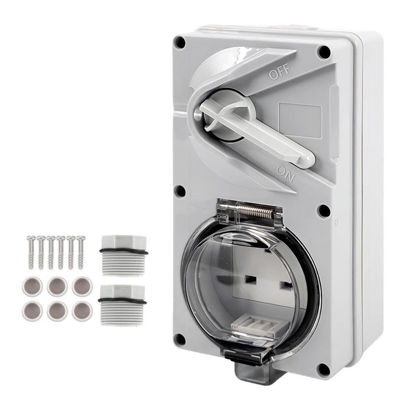Weatherproof Outdoor Socket, Waterproof Switched Power Socket IP66, 13A (Single Enhanced) - Image 1