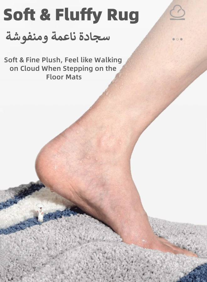 أوبتيكو سجادة حمام، سجادة حمام مانعة للانزلاق، سجادة حمام بمساحة 50 × 80 سم سجادة حمام ناعمة وممتصة سجادة حمام سجادة أرضية حمام سجادة مدخل للحمام المطبخ والمدخل - Image 3
