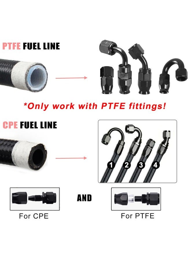 YIUIY 3/8 Fuel Line Hose 6AN 10FT PTFE Teflon E85 Ethanol Fuel Injection line Braided Stainless Steel EFI LS for All Oil Gas Fuel fuel Lube Alcohol Ethanol Coolant Black - Image 4