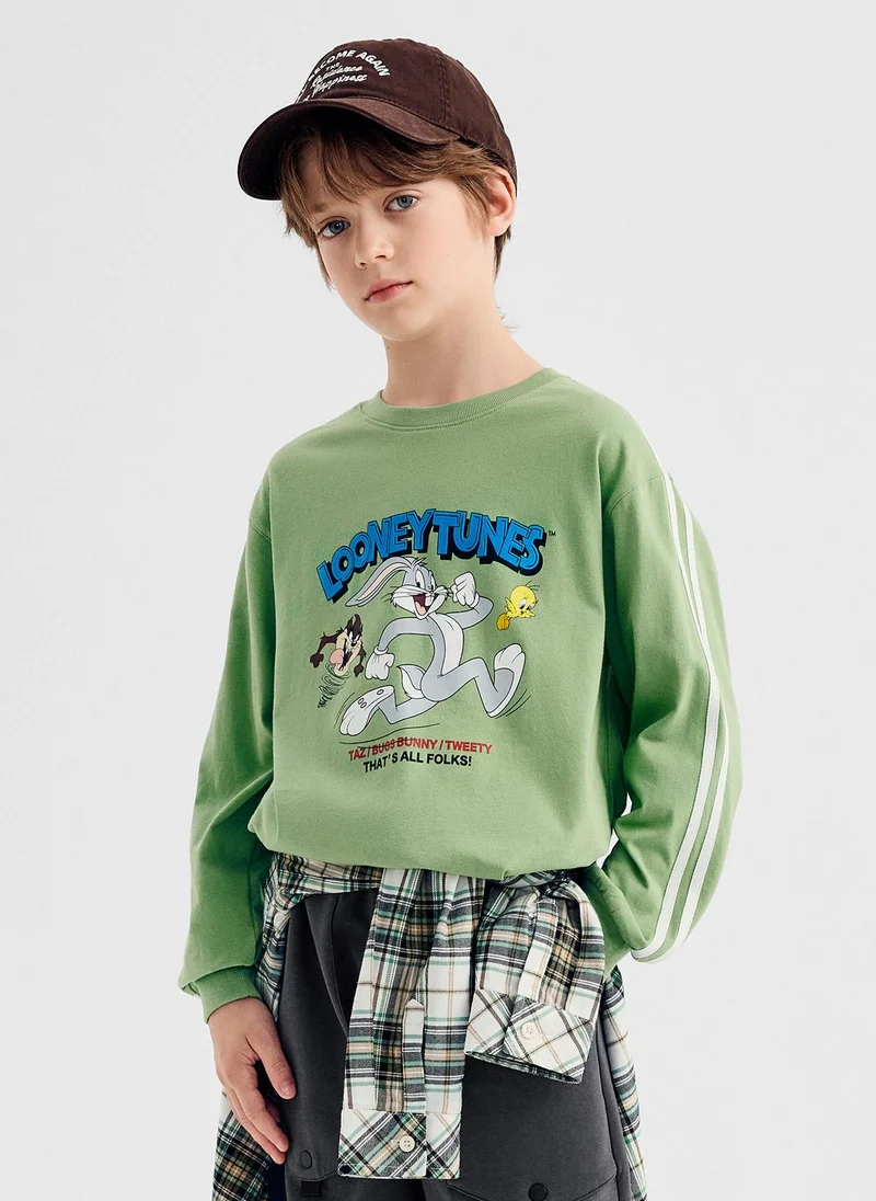 Balabala Boy Kids Round v-neck long-sleeved T-shirt
