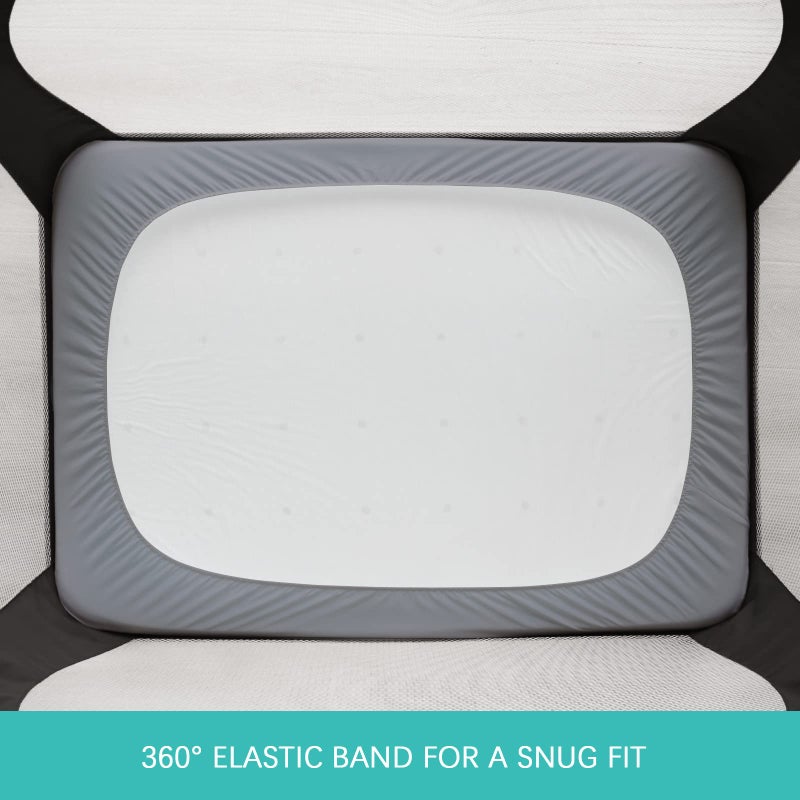 Biloban Pack and Play Sheets Fitted Quilted Waterproof Protector, 2 Pack Playard Mattress Pad Compatible with Graco Pack n Play, Mattress Cover fits for Baby Playpen Mattress, Mini Crib, Gray & Navy Blue - Image 3