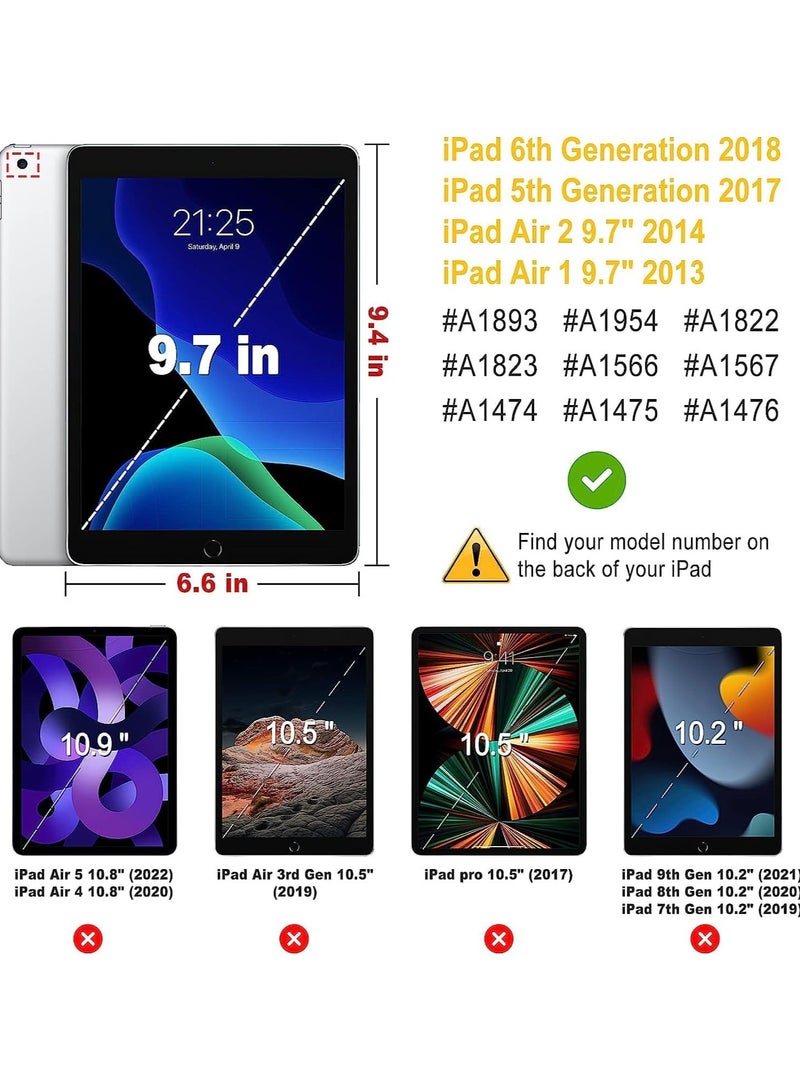 Ipad Case Fit iPad 9.7-2018/2017/iPad Air 2/iPad Air - 360 Degree Rotating Case Cover for iPad 9.7'' (5th Generation, 6th Gen) / iPad Air 2 / iPad Air with Auto Sleep Wake - Pink - Image 4