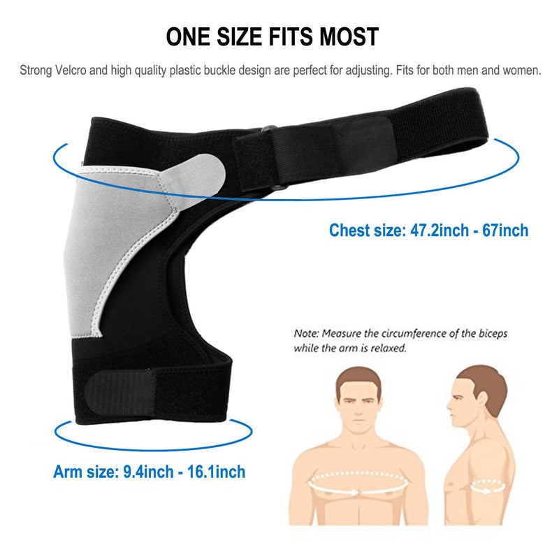 RUNZI Shoulder Stability Brace Adjustable Shoulder Brace Support with Pressure Pad, Light Breathable Neoprene Rotator Cuff Shoulder Support for Sport, Dislocated AC Joint, Labrum Tear, Shoulder Pain - Right - Image 2