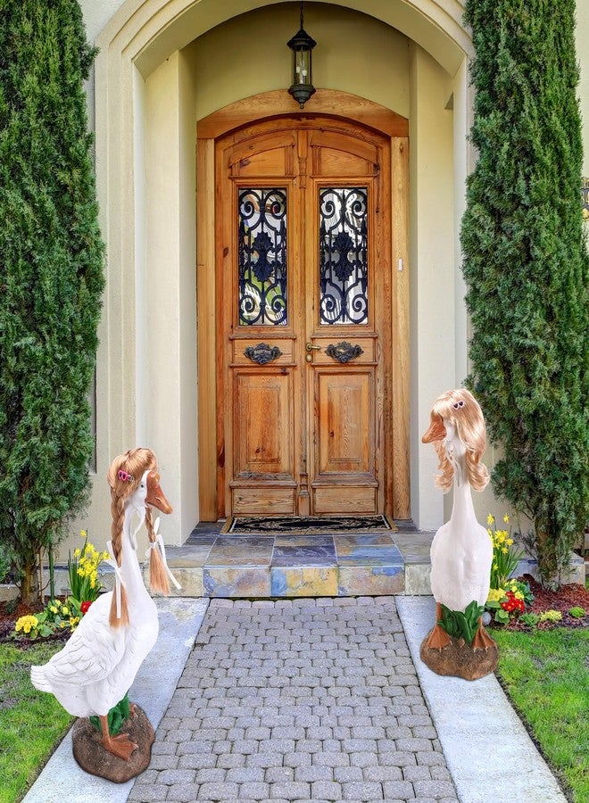 DECOHS 4 Pcs Porch Goose Wigs with Hair Clips, Cute Lawn Goose Statue Braid Wig, Porch Goose Outfits Costume for Outdoor Garden Patio Yard Goosey Decoration - Image 5