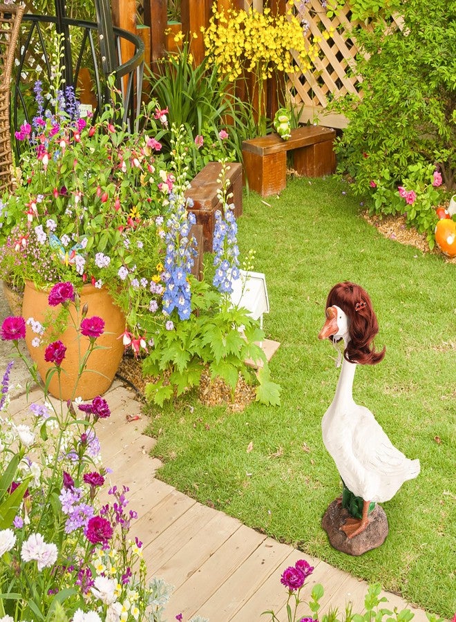 DECOHS 4 Pcs Porch Goose Wigs with Hair Clips, Cute Lawn Goose Statue Braid Wig, Porch Goose Outfits Costume for Outdoor Garden Patio Yard Goosey Decoration - Image 4