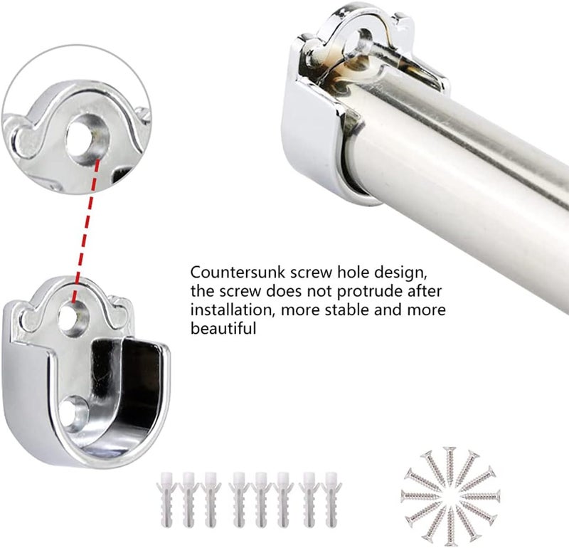 Closet Rod End Support, 4 Pcs Stainless Steel Heavy Duty Closet Pole Sockets, Flange Rod Holder with Screws, Easy Installation Or Quick Removal Shower Curtain Hanging Tube Rod Bracket (25mm) - Image 3