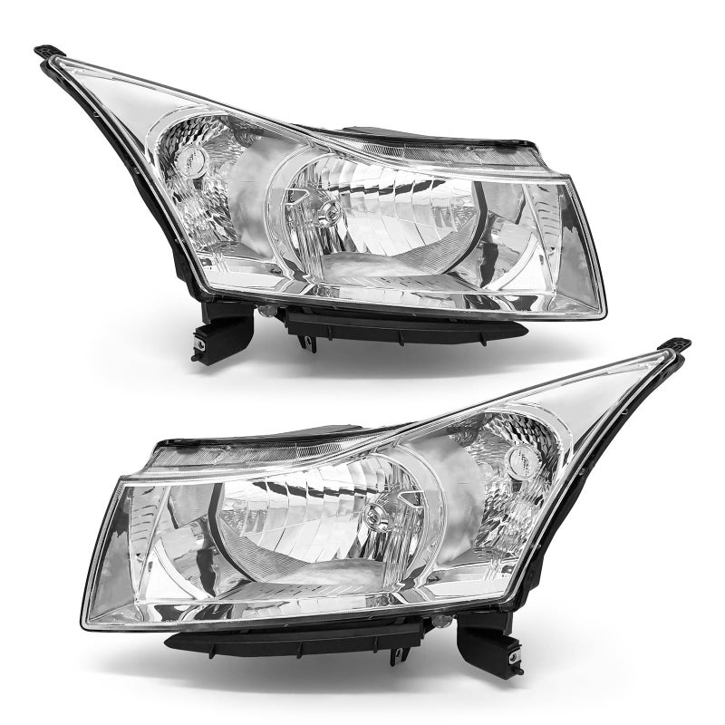 مجموعة مصابيح أمامية ADCARLIGHTS لسيارة شيفروليه كروز 2011 2012 2013 2014 2015 LSLTLTZ 2016 شيفروليه كروز المحدودة مع هيكل كروم وعاكس ضوء واضح، زوج استبدال المصابيح الأمامية