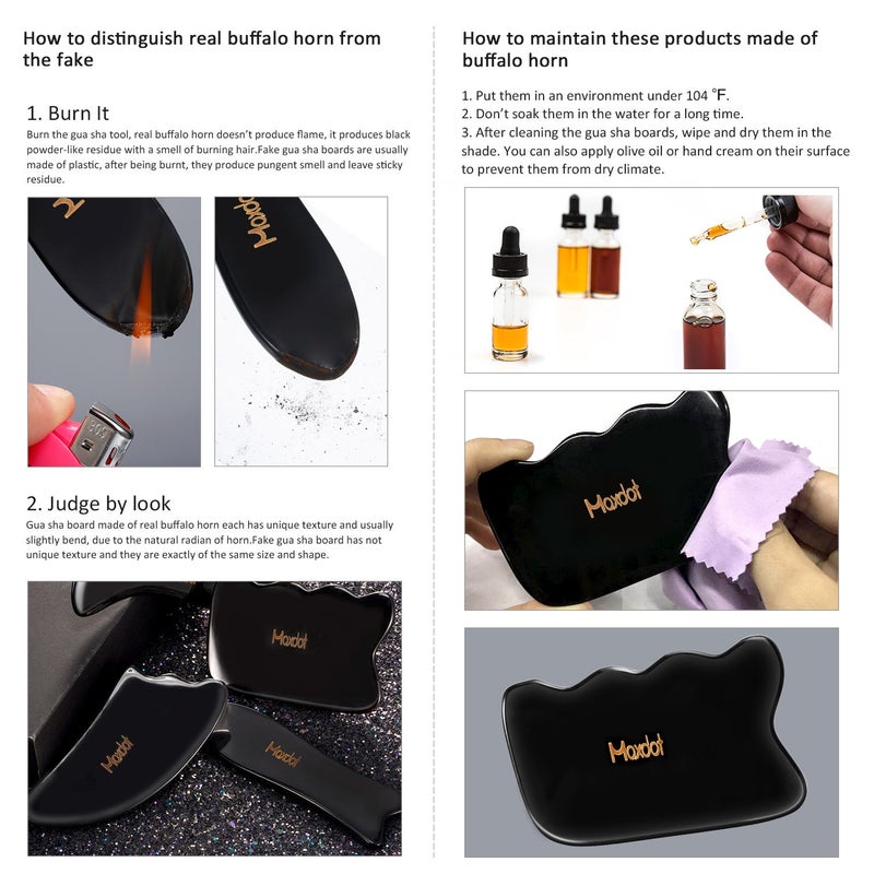 Maxdot 5 Pieces Gua Sha Massage Tools Set, Scraping Massage Tools Guasha Stone for Face Back Neck Physical Therapy - Image 3
