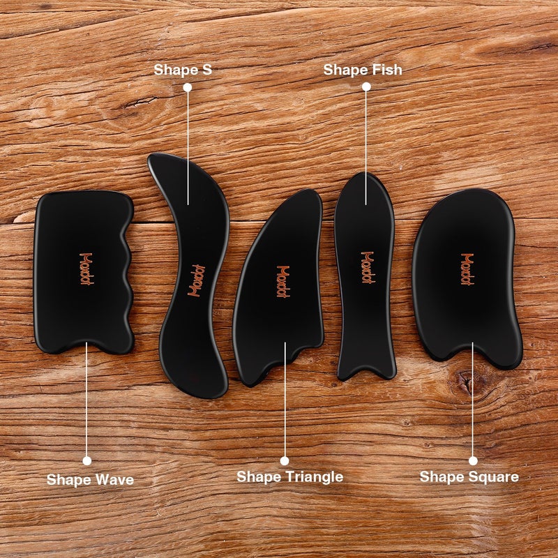 Maxdot 5 Pieces Gua Sha Massage Tools Set, Scraping Massage Tools Guasha Stone for Face Back Neck Physical Therapy - Image 2