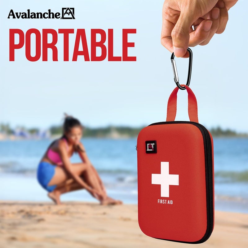 Avalanche 53 Pieces First Aid Kit Compact Emergency Supplies Kit for Home School Car Travel Sports or Camping in Hard Shell Foam Case Portable Mini First Aid Kit Red - Image 4