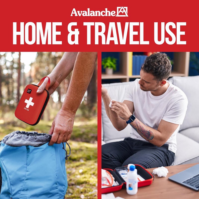 Avalanche 53 Pieces First Aid Kit Compact Emergency Supplies Kit for Home School Car Travel Sports or Camping in Hard Shell Foam Case Portable Mini First Aid Kit Red - Image 3