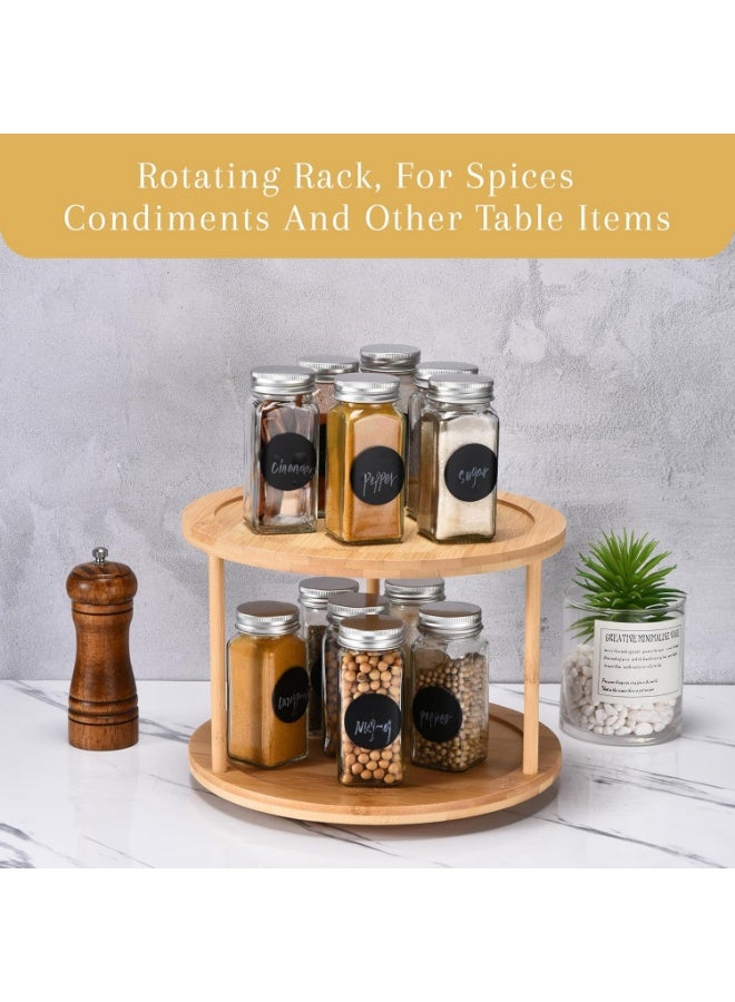 كيتشينو رف توابل دوار من الخيزران من كيتشينو  - منظم رف توابل من طبقتين لخزائن المطبخ وتخزين المؤن - متين وسهل الوصول وتصميم موفر للمساحة لتنظيم المنزل - Image 2