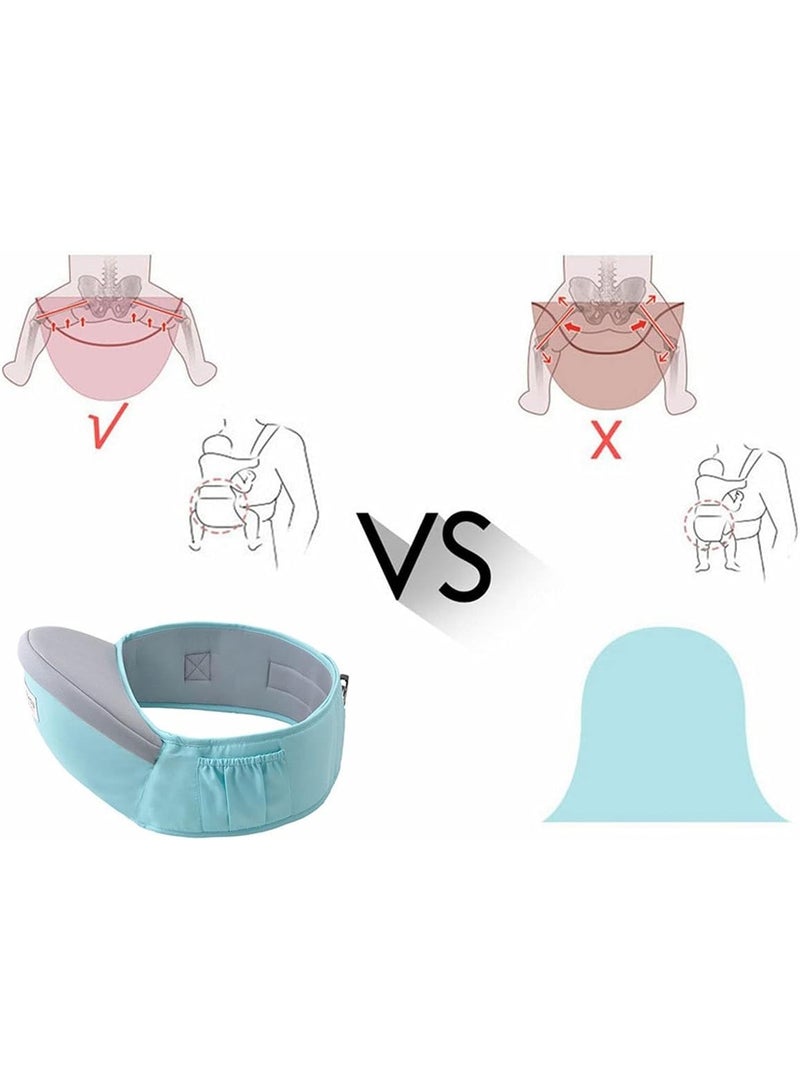 حامل أطفال بمقعد وركي – مقعد خفيف الوزن قابل للتعديل للخصر للأطفال الصغار، حامل أطفال من القطن بتصميم مريح مع شرائط عاكسة وجيب للتخزين – أحمر – للجنسين - Image 2