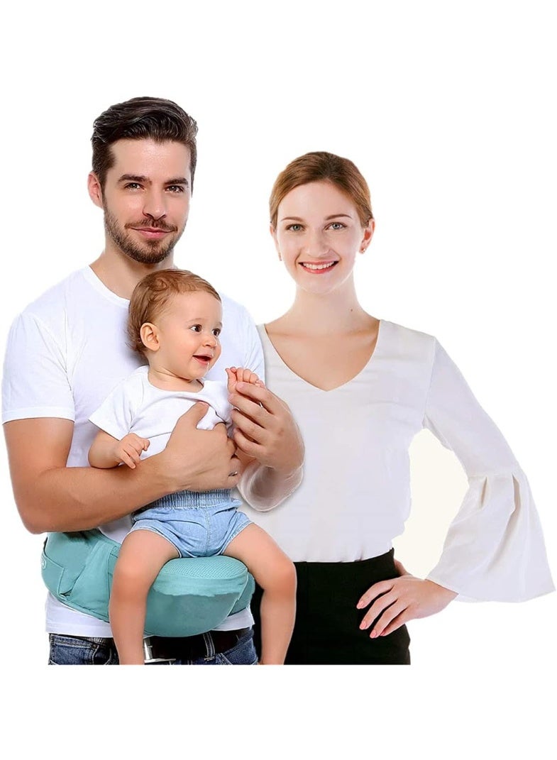 حامل أطفال بمقعد وركي – مقعد خفيف الوزن قابل للتعديل للخصر للأطفال الصغار، حامل أطفال من القطن بتصميم مريح مع شرائط عاكسة وجيب للتخزين – أحمر – للجنسين - Image 5