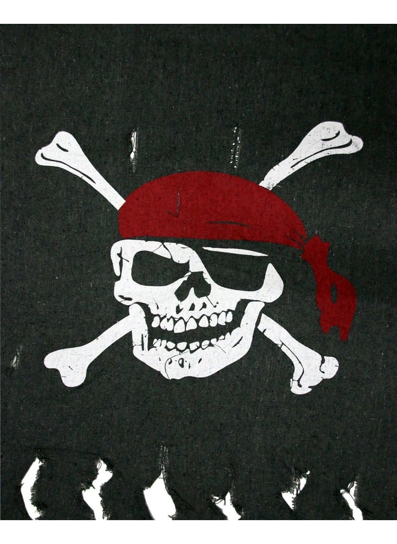 LANGXUN LANGXUN 2pcs Large Size 3ft x 25ft Retro and Weathered linen Pirate Flag for Halloween Decorations Pirate Party Kids Room Dcor Black1pcs  - Image 2