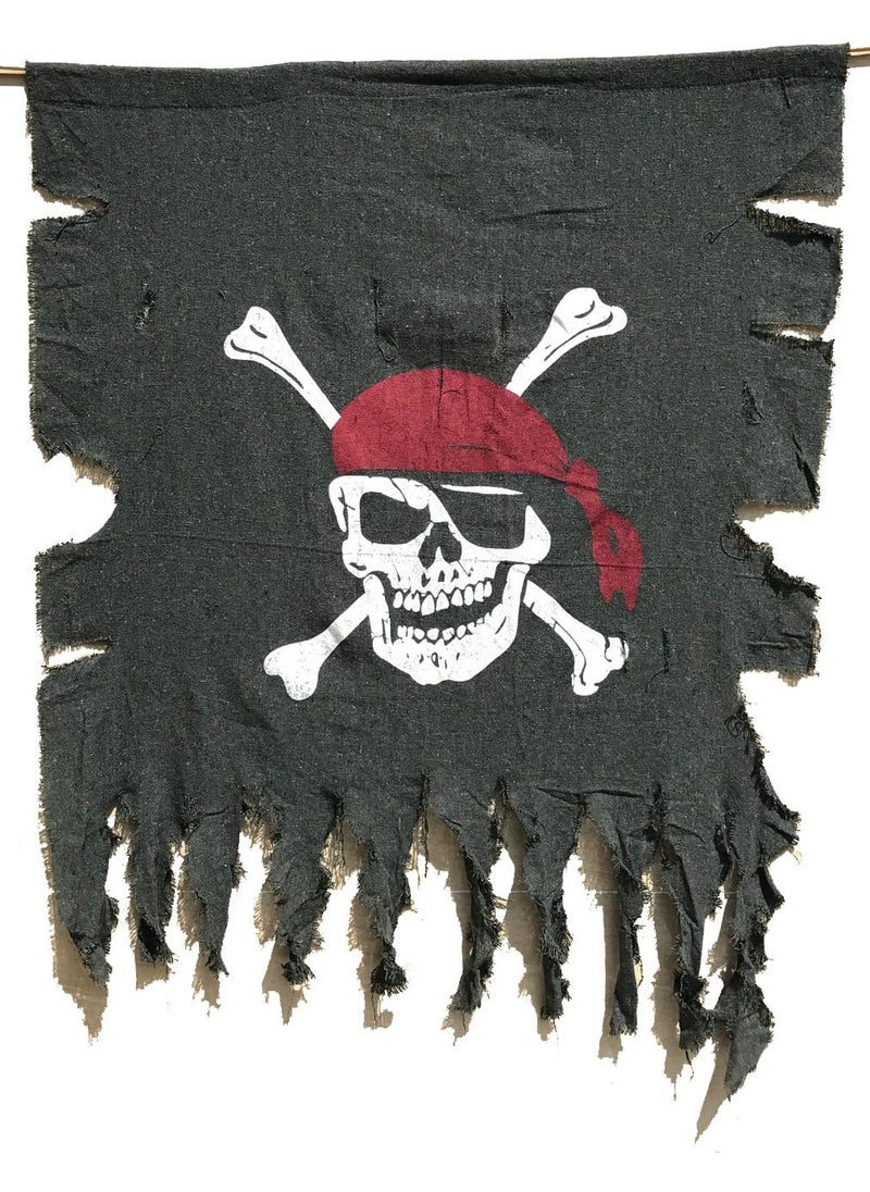 LANGXUN LANGXUN 2pcs Large Size 3ft x 25ft Retro and Weathered linen Pirate Flag for Halloween Decorations Pirate Party Kids Room Dcor Black1pcs  - Image 1