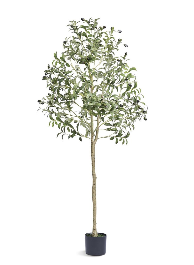 عربست شجرة زيتون اصطناعية، ارتفاع 5 أقدام، مصنوعة من مادة البولي إيثيلين المتينة، مزودة بنظام حماية ضد الانقلاب، سهلة الصيانة، شجرة مزيفة خضراء نابضة بالحياة في أصيص، مثالية لتزيين المنزل والمكتب والمستودعات، للاستخدام الداخلي والخارجي. - Image 1