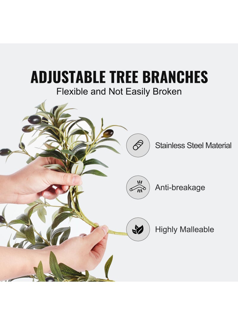 عربست شجرة زيتون اصطناعية، ارتفاع 5 أقدام، مصنوعة من مادة البولي إيثيلين المتينة، مزودة بنظام حماية ضد الانقلاب، سهلة الصيانة، شجرة مزيفة خضراء نابضة بالحياة في أصيص، مثالية لتزيين المنزل والمكتب والمستودعات، للاستخدام الداخلي والخارجي. - Image 5