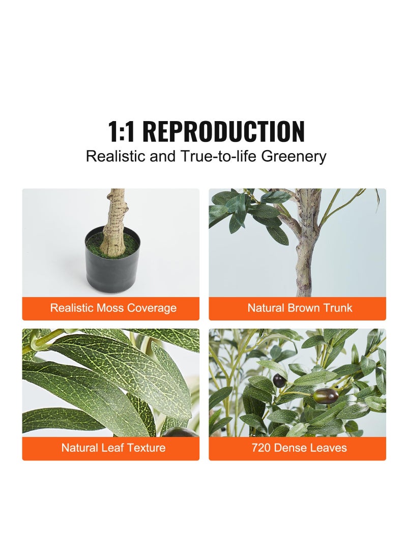 عربست شجرة زيتون اصطناعية، ارتفاع 5 أقدام، مصنوعة من مادة البولي إيثيلين المتينة، مزودة بنظام حماية ضد الانقلاب، سهلة الصيانة، شجرة مزيفة خضراء نابضة بالحياة في أصيص، مثالية لتزيين المنزل والمكتب والمستودعات، للاستخدام الداخلي والخارجي. - Image 4