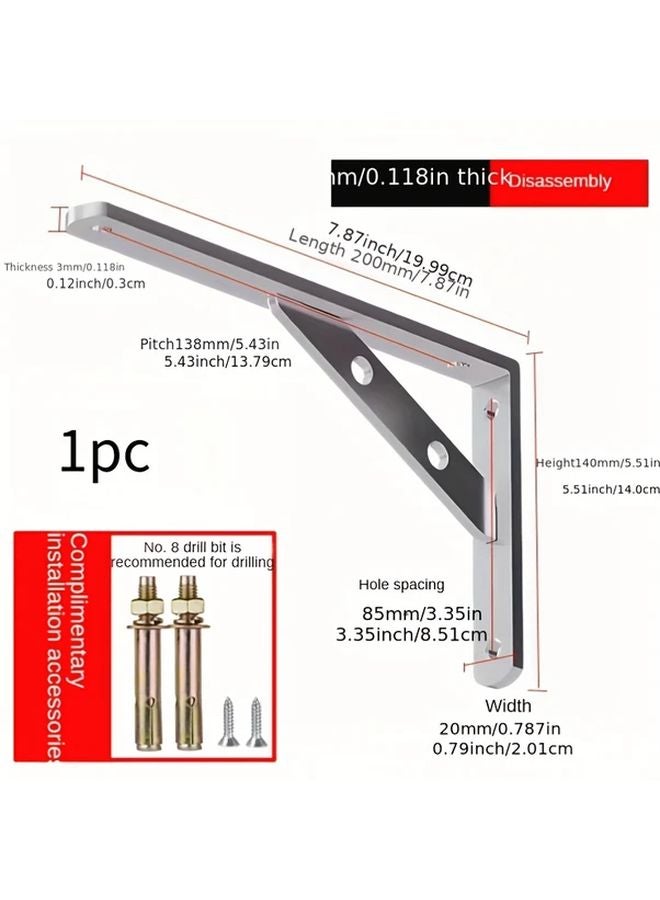 7.87 Inch Heavy Duty Stainless Steel L Shaped Bracket with Screws Wall Mounted Shelf Support - Image 1