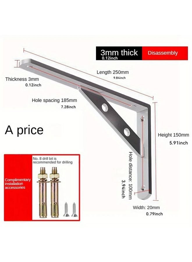 7.87 Inch Heavy Duty Stainless Steel L Shaped Bracket with Screws Wall Mounted Shelf Support - Image 4