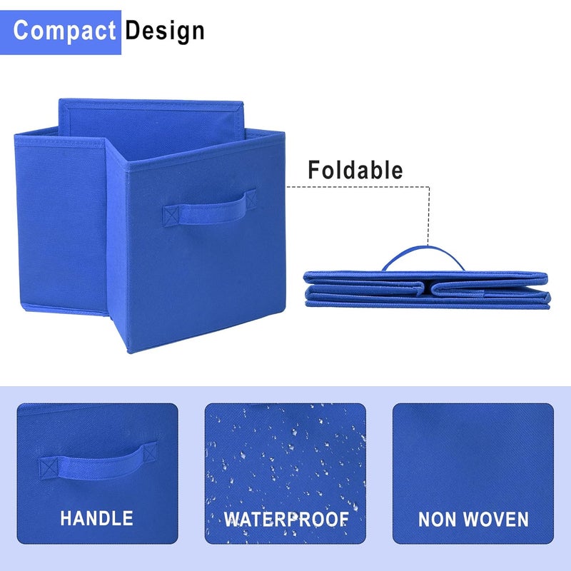Kuber Industries Pack of 4 Square Foldable Multipurpose Wardrobe Storage Organizer for Home 11 Inch Portable CupboardCloset Organiser Storage Box for Clothes Toys Green Royal Blue - Image 4