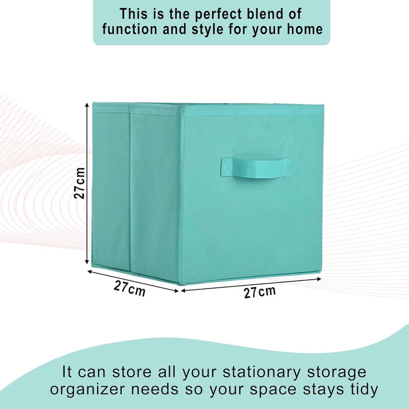 Kuber Industries Pack of 4 Square Foldable Multipurpose Wardrobe Storage Organizer for Home 11 Inch Portable CupboardCloset Organiser Storage Box for Clothes Toys Green Royal Blue - Image 3