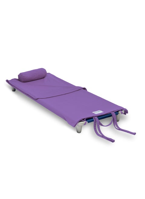 ROLLEE POLLEE Nap Sac Roll Up Napping Blanket with Attached Pillow for Preschool/Daycare, Super Soft with Elastic Straps, Fits Most Mats and Cots (Purple)
