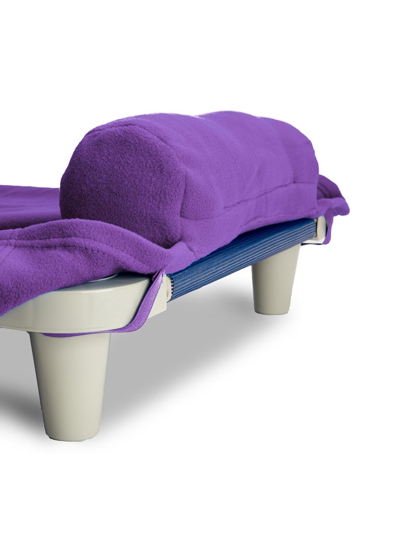 ROLLEE POLLEE Nap Sac Roll Up Napping Blanket with Attached Pillow for Preschool/Daycare, Super Soft with Elastic Straps, Fits Most Mats and Cots (Purple)