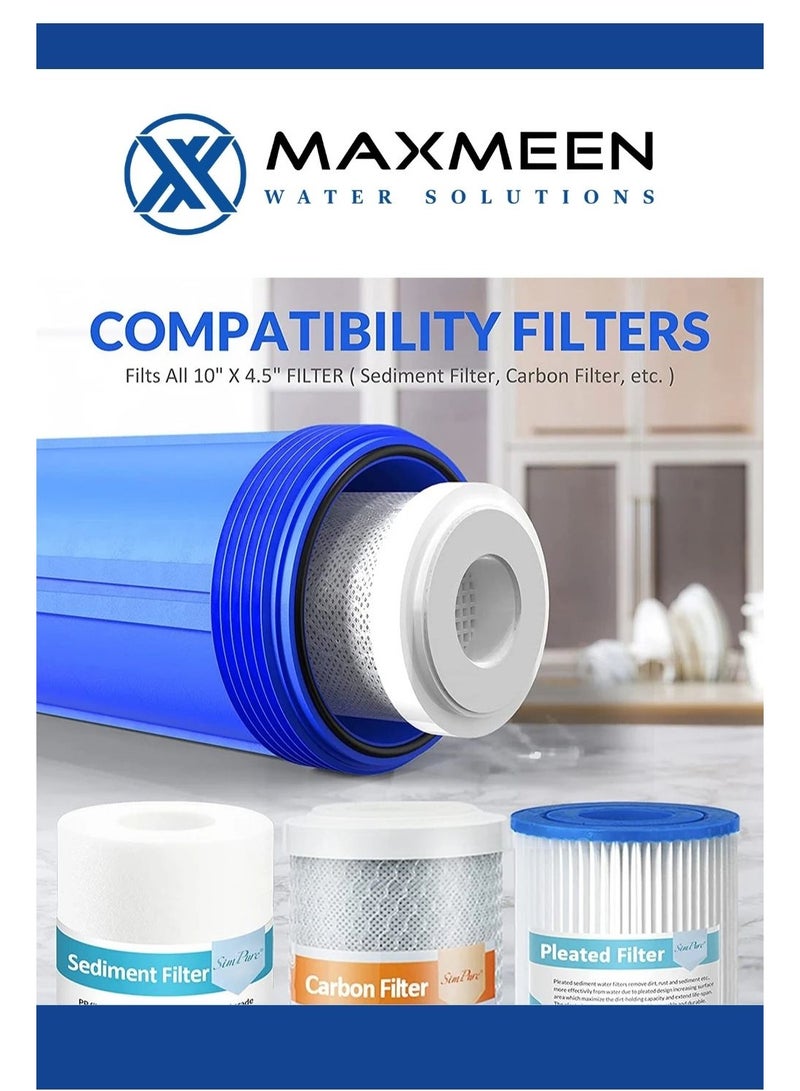 ماكسمين فلتر مياه منزلي مزدوج جامبو 10 بوصة – هيكل أزرق – فلتر رواسب + كربون – مدخل/مخرج 1" (إزالة الرواسب، الروائح وتحسين الطعم) - MAXMEEN WATER - Image 3