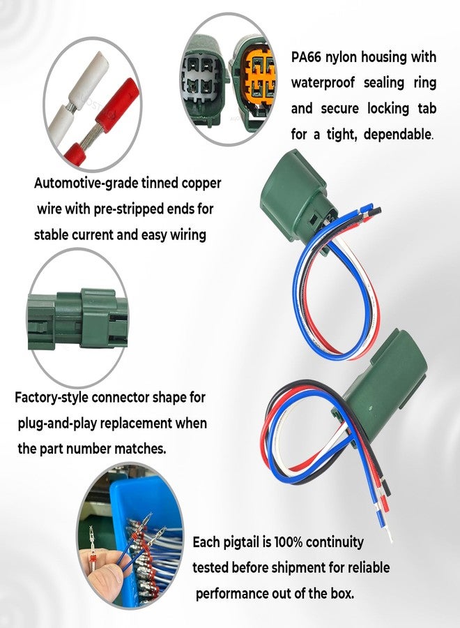 AUOSTMO 1pcs Male and 1pcs Female 4-Pin 4-Way Connector Plug for O2 Sensor Pigtail Cable - Compatible with Nissan, Infiniti, Renault, Dacia, Alpine, Mercedes-Benz, Smart RS04FG - Image 2