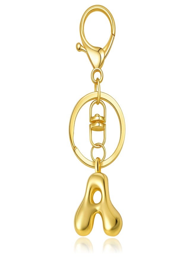 سكاي فن سلسلة مفاتيح ذهبية بحرف من SKYFUN للنساء، سلسلة مفاتيح صغيرة لطيفة بحرف A، إكسسوارات للحقائب والمحافظ وحقائب الظهر، ذهبي - Image 1